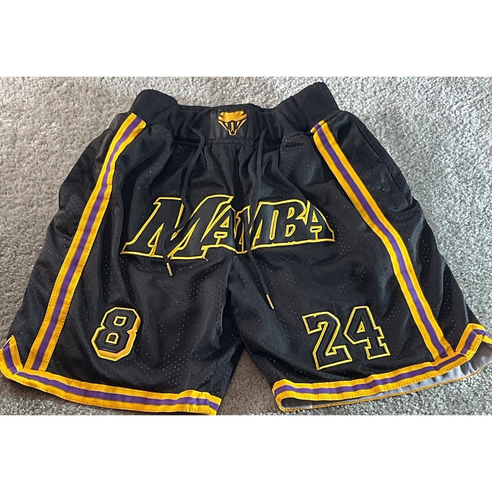 Mamba Kobe Bryant #8 #24 Basketball Shorts‎ Black Gold Purple